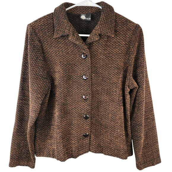Vintage Jackets & Blazers - Vintage 90s Softshell Jacket Women Medium Brown Black Blazer Work Office 8 10 M